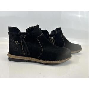 Born Tarkiln Women’s Ankle Booties US 8 Black Suede Distressed Side Zip